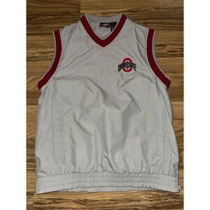 Ohio State Buckeyes Vest Mens Small Gray Jacket Vest Sleeveless Nylon